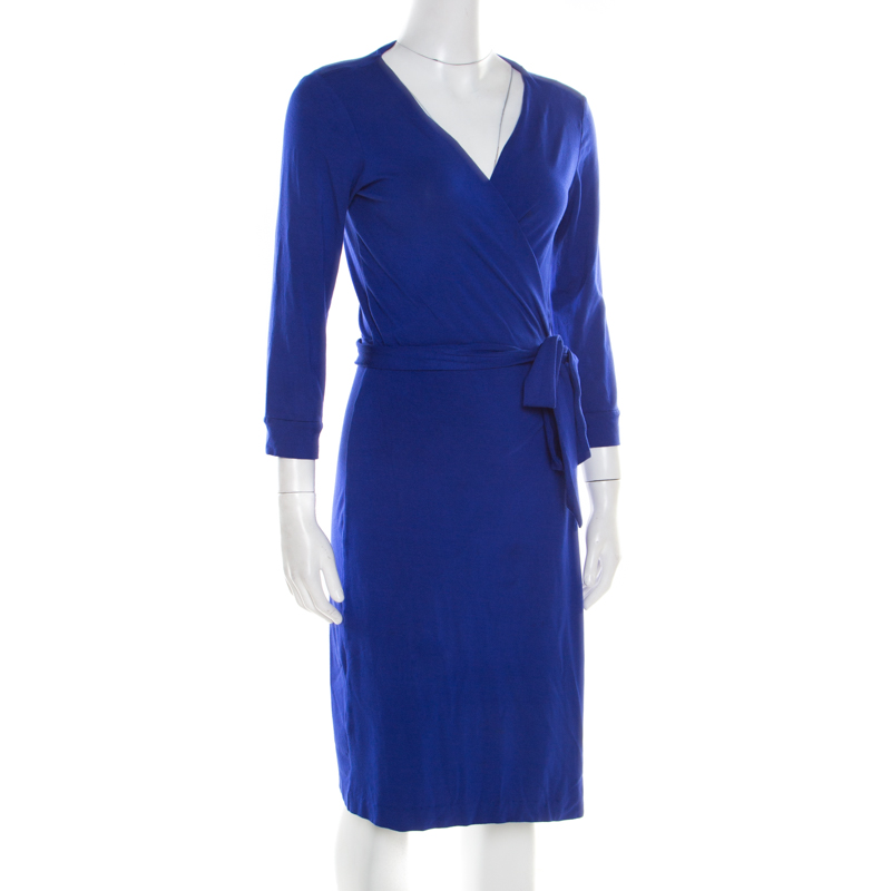 

Diane von Furstenberg Cobalt Blue Jersey New Julian Wrap Dress