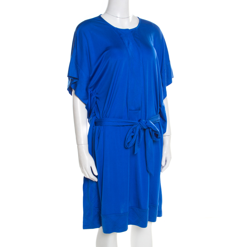 

Diane Von Furstenberg Cobalt Blue Silk Jersey Belted Tuvallu Kaftan Dress