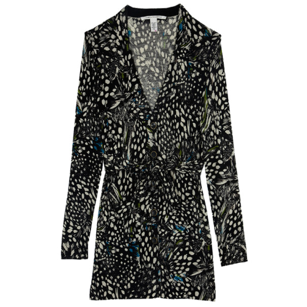 Pre Owned Diane Von Furstenberg Wild Quail Fraseire Button Down Cardigan Size M