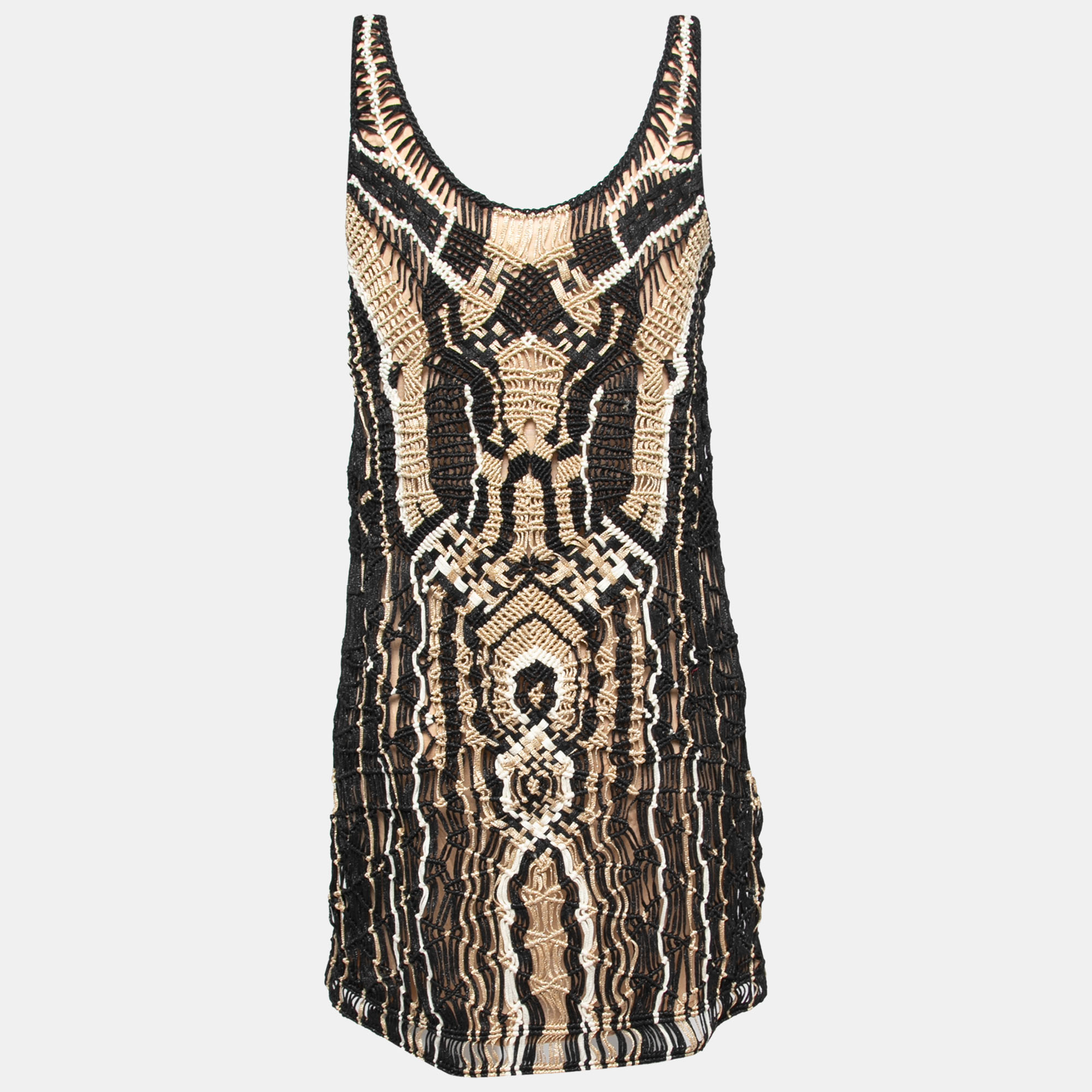 

Diane Von Furstenberg Metallic Macramé Lace Sleeveless Neapoli Dress