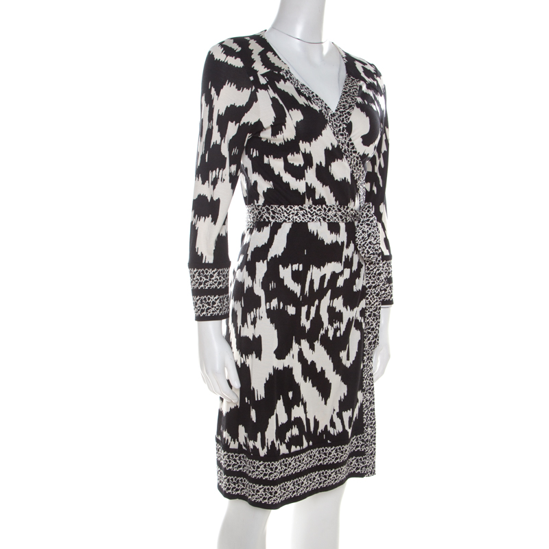 

Diane Von Furstenberg Monochrome Printed Silk Jersey Tallulah Wrap Dress, Black