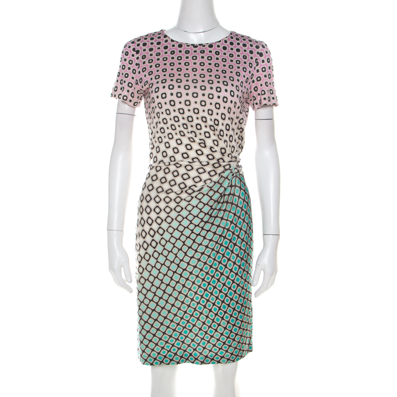 Diane Von Furstenberg Ombre Geometric Print Silk Jersey Draped Zoe ...