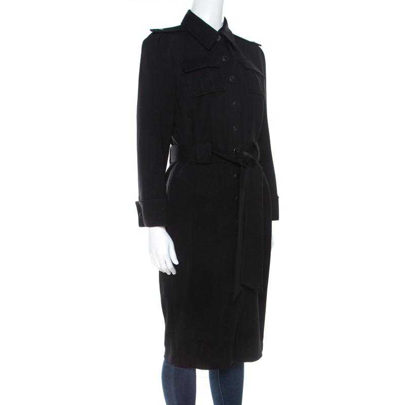 

Diane von Furstenberg Black Wool Blend Charlize Belted Coat Dress