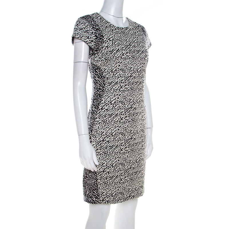 

Diane Von Furstenberg Monochrome Cotton Wave Jacquard Pele Snake Dress, Cream
