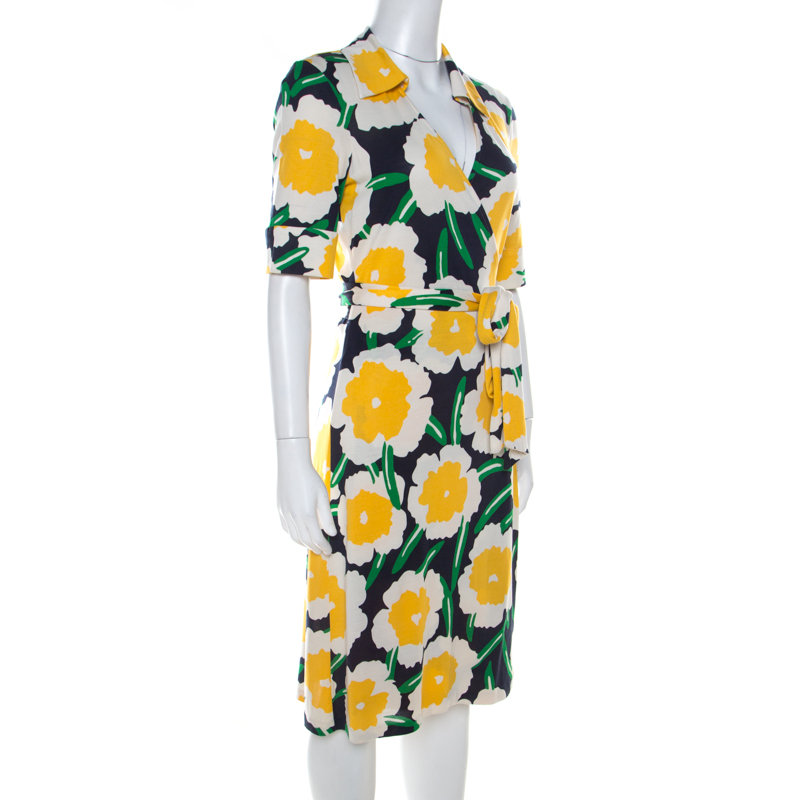 

Diane von Furstenberg Multicolor Floral Print Silk Jersey Jillia Wrap Dress