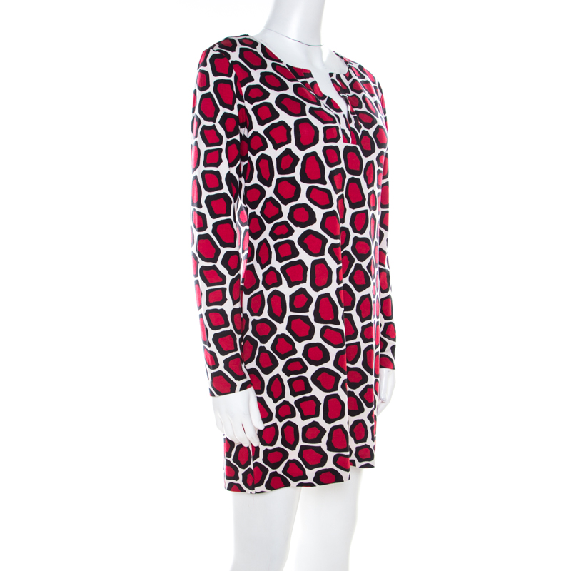 

Diane von Furstenberg Red Leopard Print Silk Jersey Reina Mini Dress