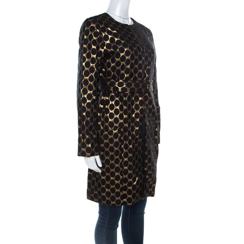 

Diane von Furstenberg Black & Gold Jacquard Gami Coat