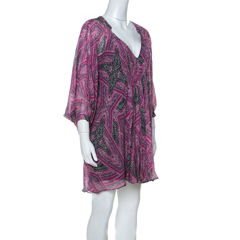 

Diane Von Furstenberg Pink Printed Silk Fleurette Short Dress