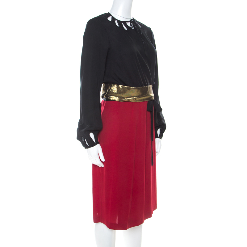 

Diane Von Furstenberg Black and Red Silk Kiandra Wrap Dress