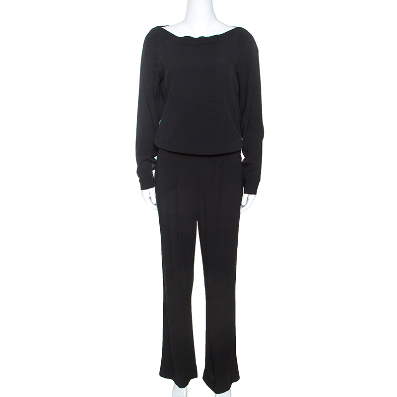 Diane Von Furstenberg Black Crepe Cynthia Jumpsuit S 