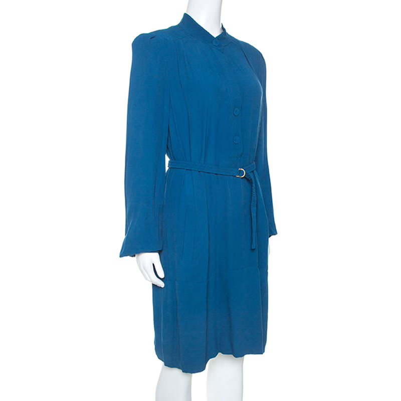 

Diane Von Furstenberg Teal Crepe Long Sleeve Tunisia Dress, Blue