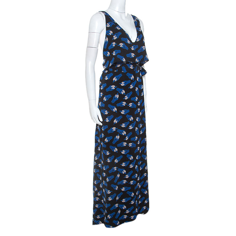 

Diane Von Furstenberg Black Printed Silk Sleeveless Theresa Dress