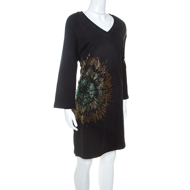 

Dries Van Noten Black Jersey Embellished Sweatshirt Dress