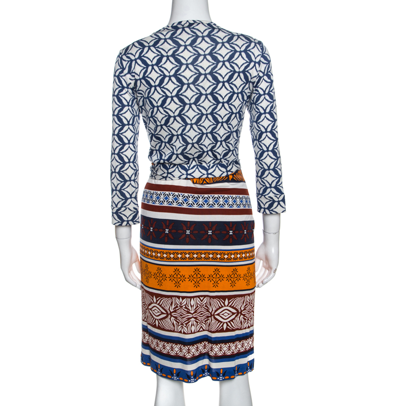 Diane Von Furstenberg Multicolor Printed New Julian Two Desert Band Wrap Dress M
