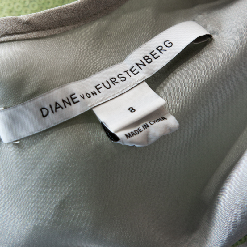 Pre-owned Diane Von Furstenberg Light Green Sequined Desta Tank Top M