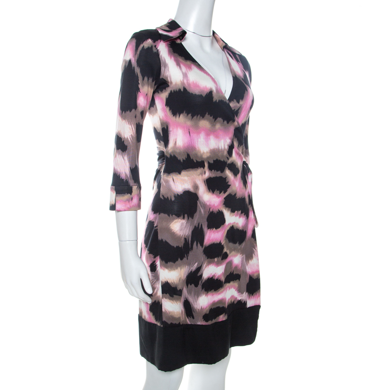 

Diane Von Furstenberg Multicolor Print Silk Lindsey Mini Wrap Dress