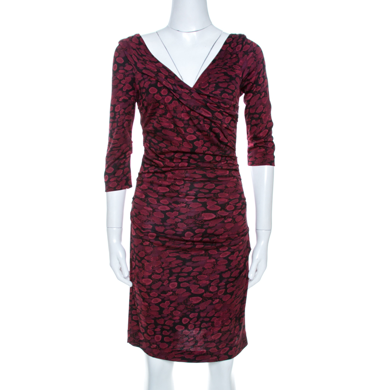 burgundy ruched dress