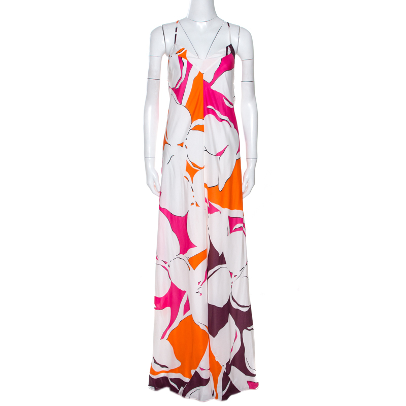 Click to view more detailed imagery on our partner's website Diane Von Furstenberg White Eden Garden Print Silk Barths Dress M