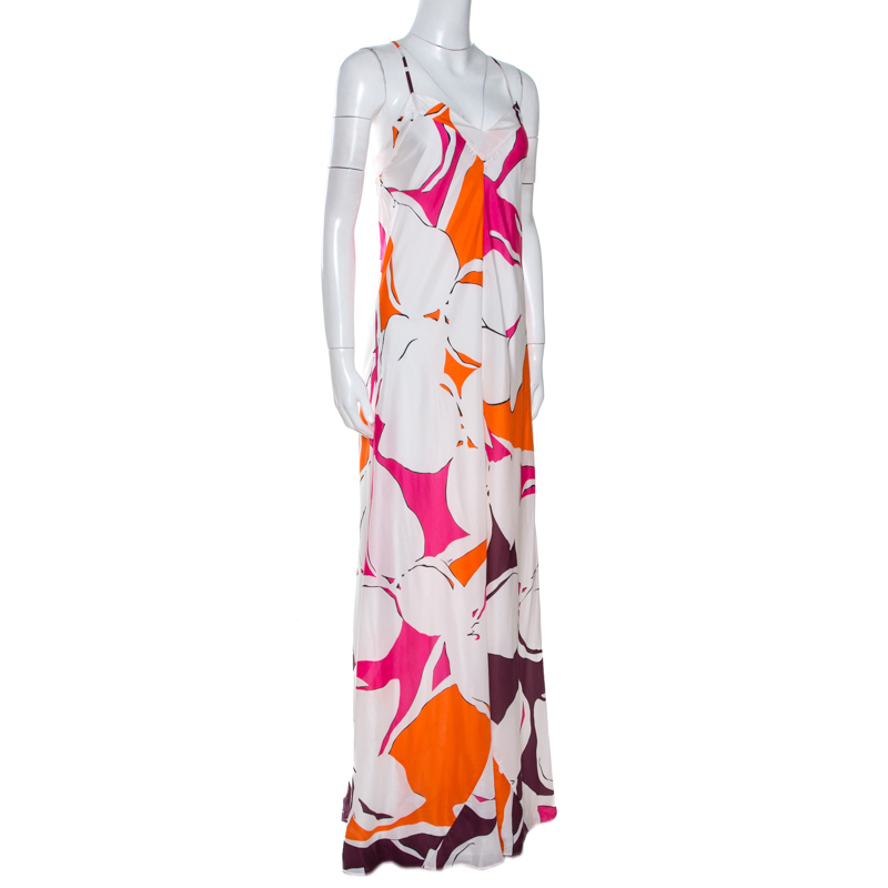 

Diane von Furstenberg White Eden Garden Print Silk Barths Dress
