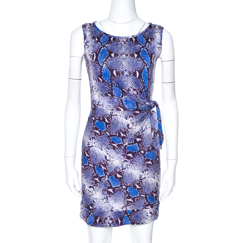 

Diane Von Furstenberg Blue Python Print Silk Jersey Della Dress