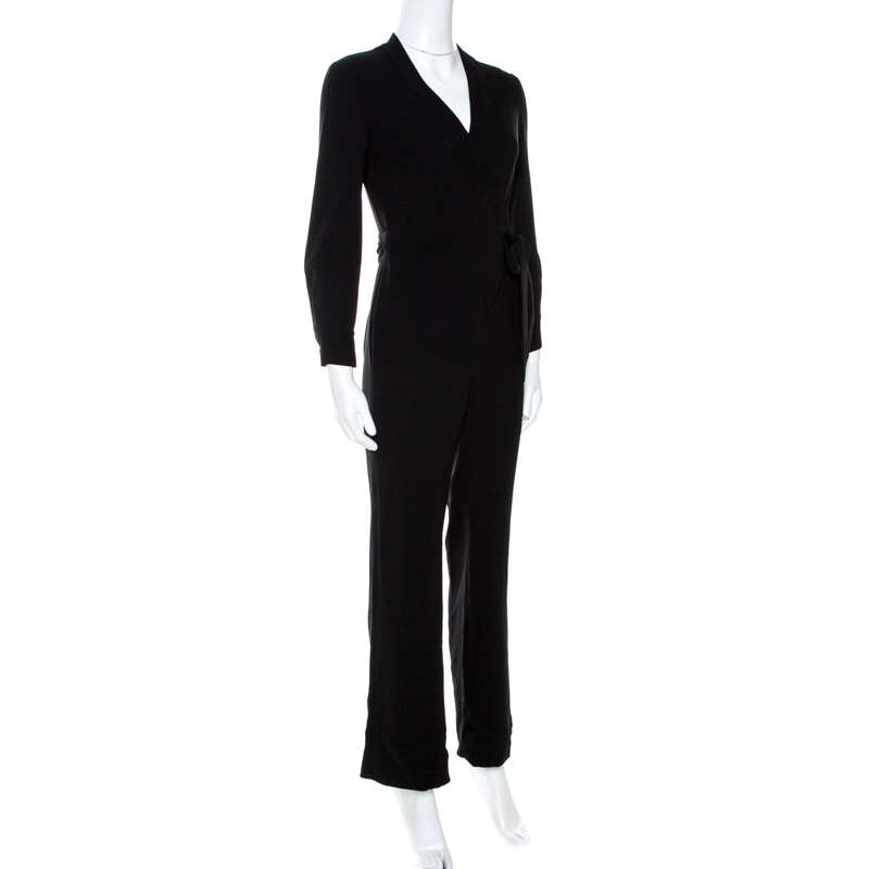 

Diane Von Furstenberg Black Crepe Belted Jumpsuit