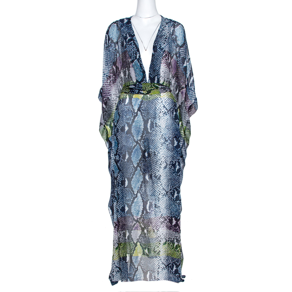 Pre Owned Diane von Fursternberg Multicolor Animal Print Silk Annushka Kaftan M