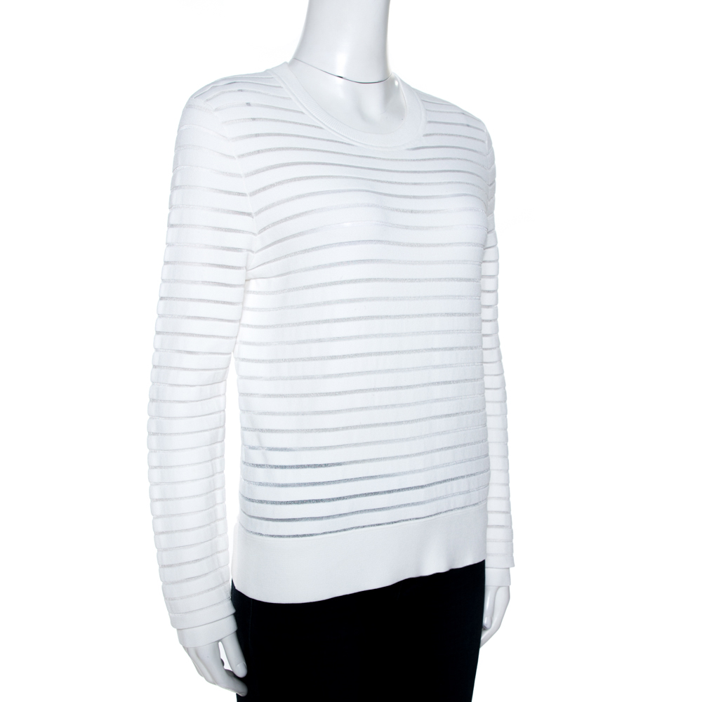 

Diane Von Furstenberg White Striped Knit Crew Neck Jumper