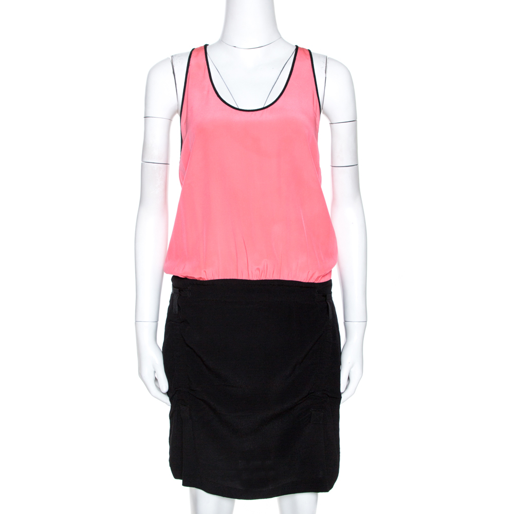 Click to view more detailed imagery on our partner's website Diane Von Furstenberg Pink & Black Silk Loranne Sleevless Dress M