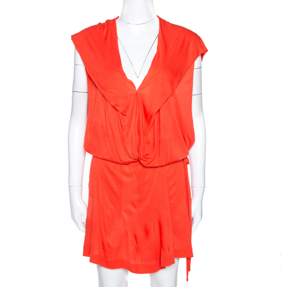 Pre-owned Diane Von Furstenberg Orange Jersey Skort Detail Denisha Romper S