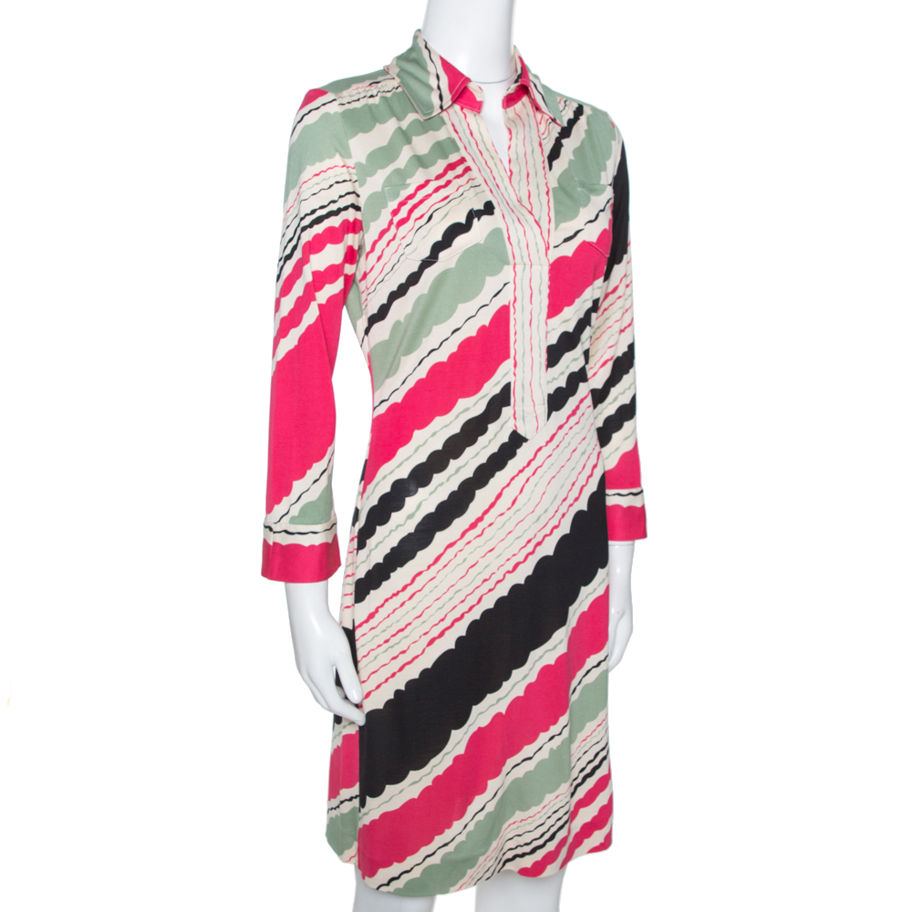 

Diane Von Furstenberg Multicolor Printed Silk Jersey Polo Dress