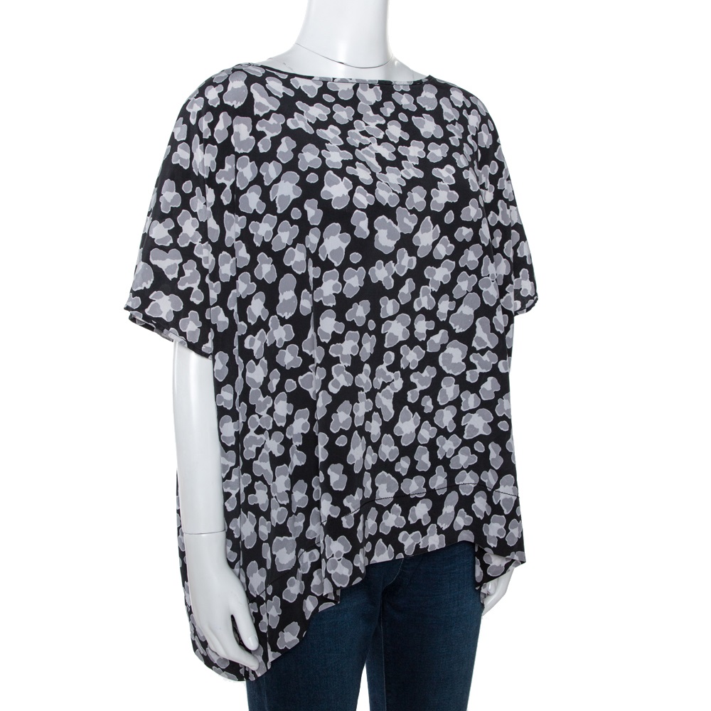 

Diane Von Furstenberg Black Printed Silk New Hanky Top