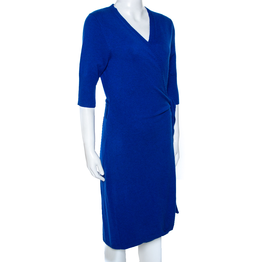 

Diane Von Furstenberg Blue Cashmere Coen Wrap Dress