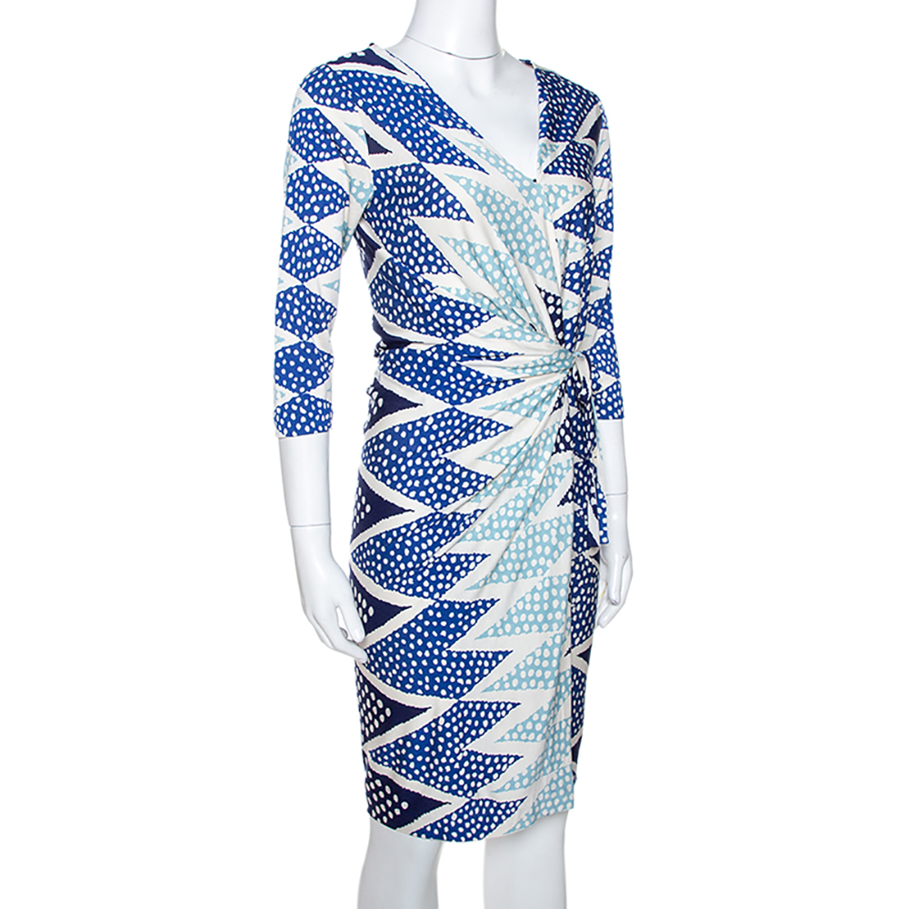 

Diane Von Furstenberg Ornamentalist Diamonds Print Evrin Wrap Dress, Blue