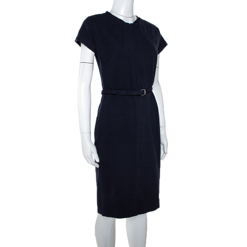 

Diane von Furstenberg Navy Blue Belted Maizah Dress