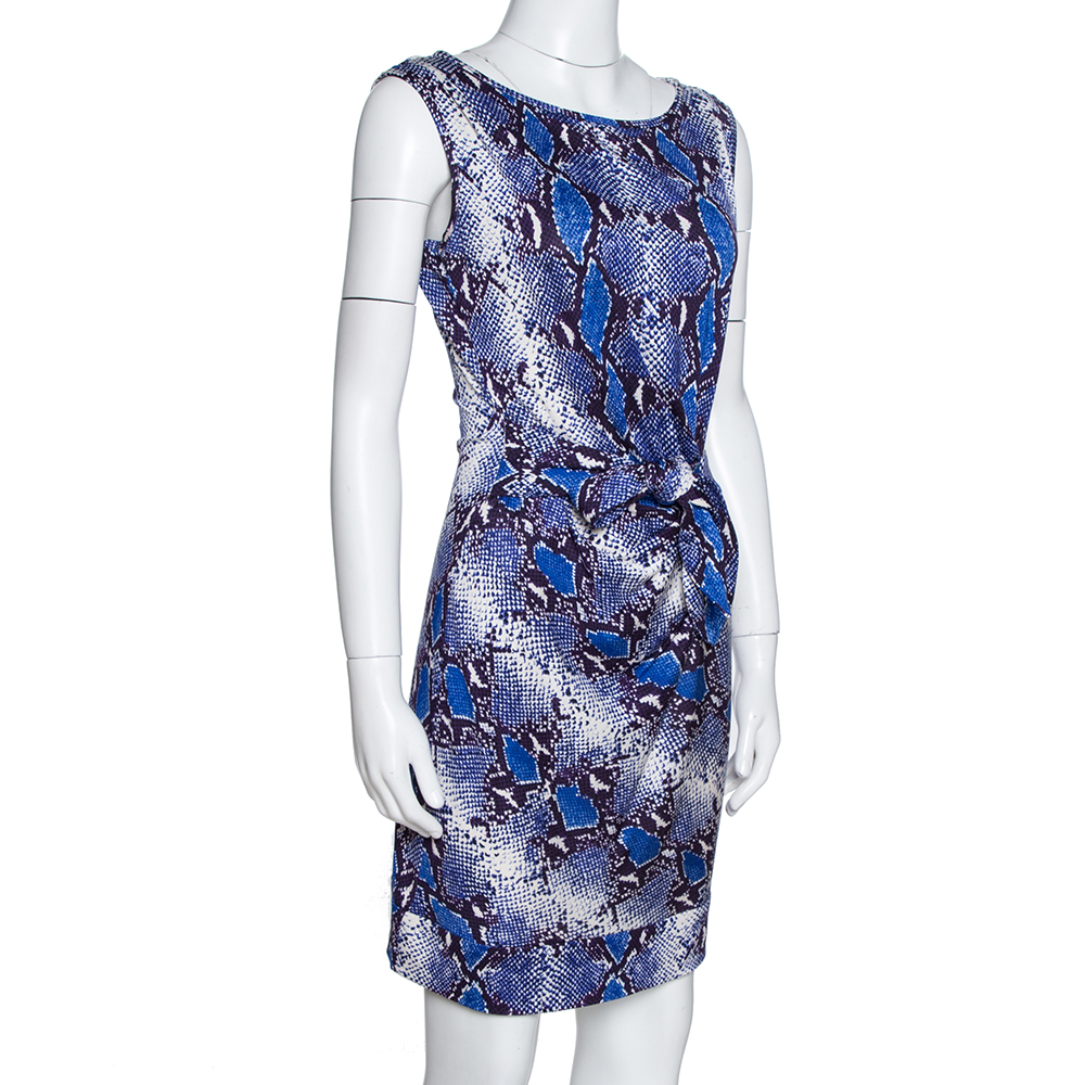 

Diane von Furstenberg Blue Printed Silk New Della Mini Dress