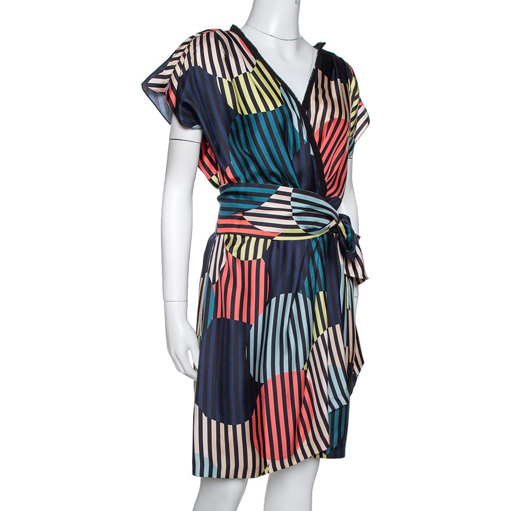 

Diane von Furstenberg Multicolor Printed Silk Belted Rilla Dress