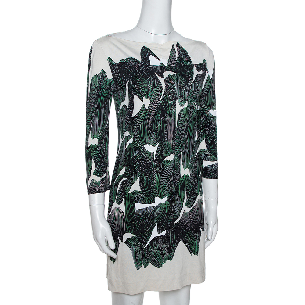 

Diane von Furstenberg Cream Abstract Print Silk Ruri Shift Dress