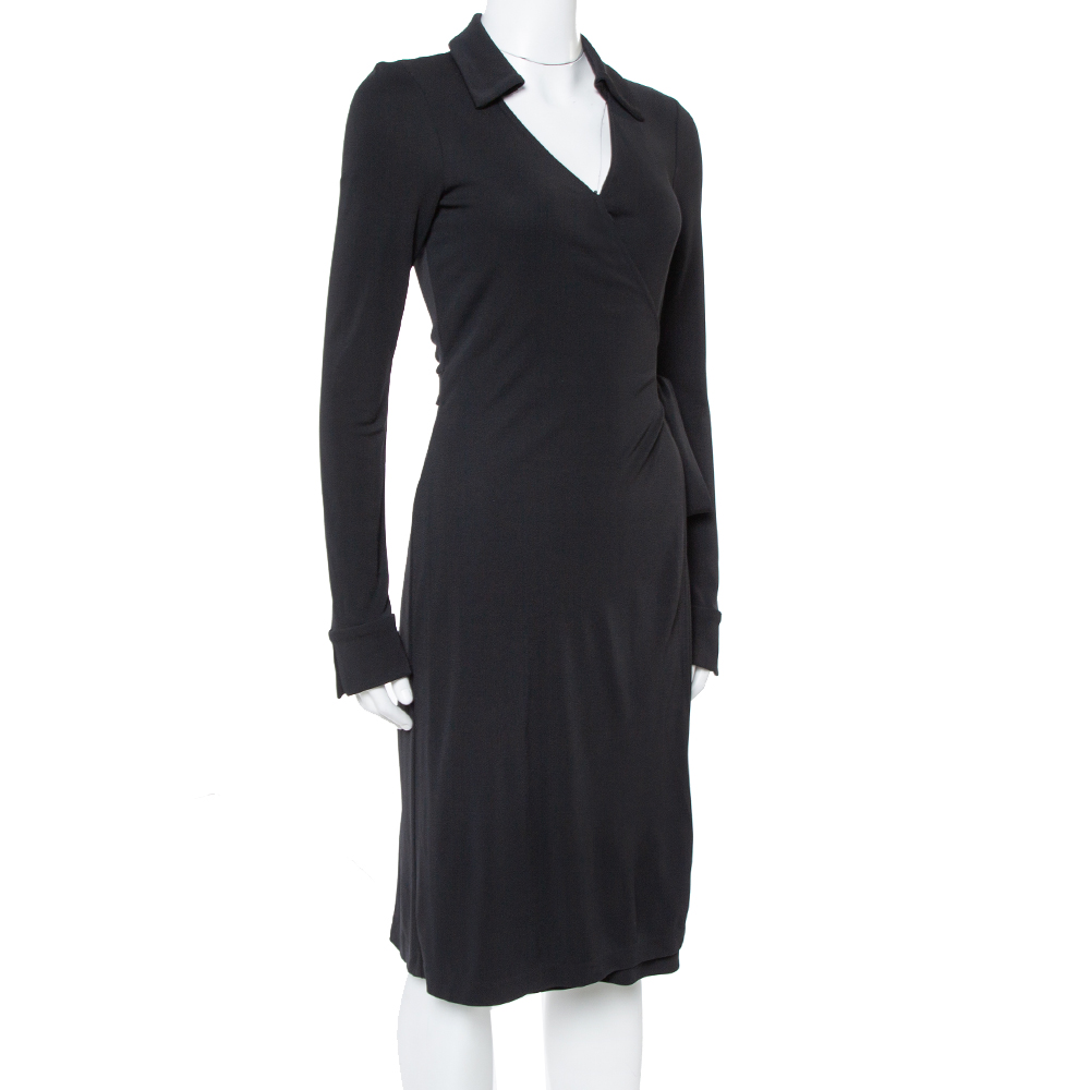 

Diane Von Furstenberg Black Crepe Jeanne Wrap Dress