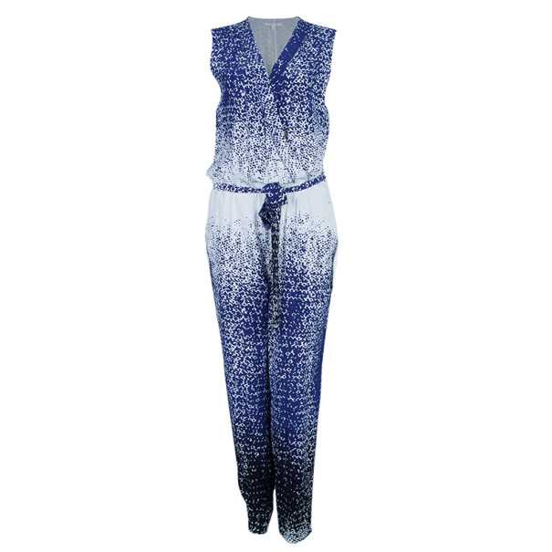 Pre Owned Diane Von Furstenberg Kawena Printed Jumpsuit L