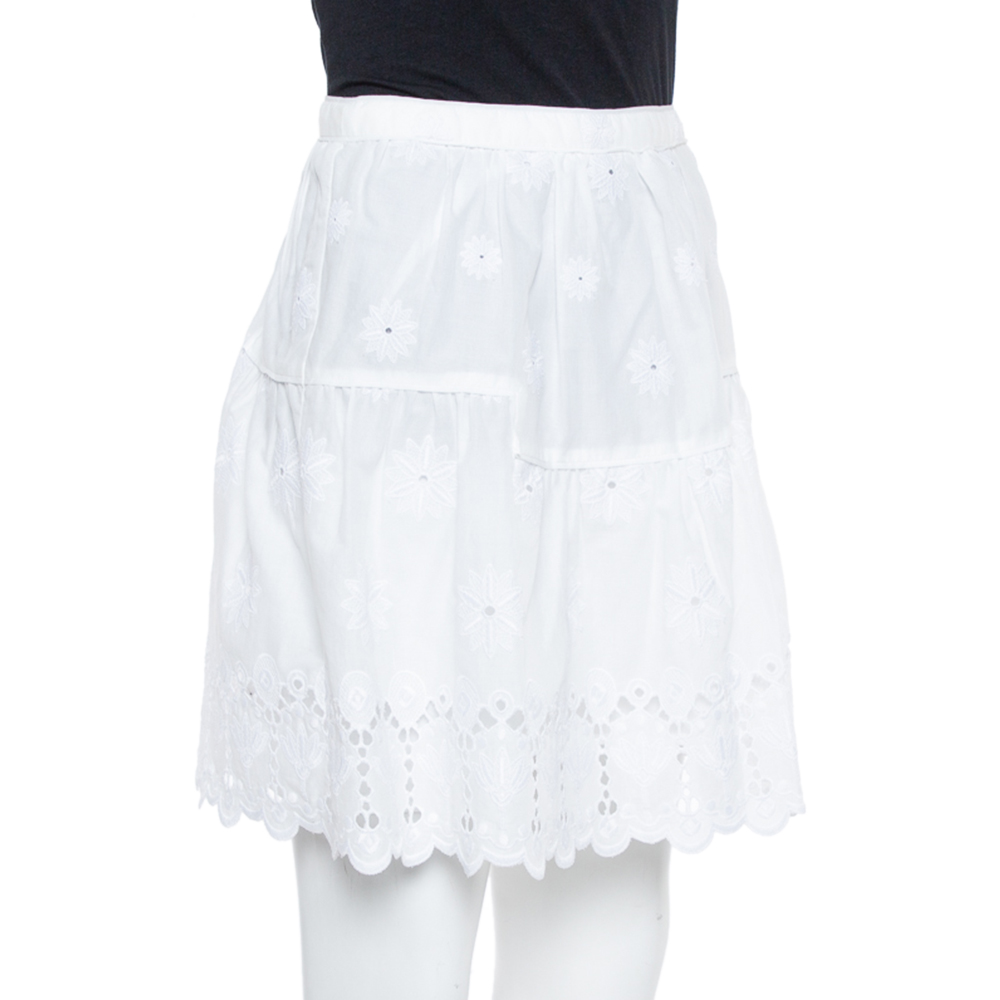 

Diane Von Furstenberg White Eyelet Cotton Sadey Skirt