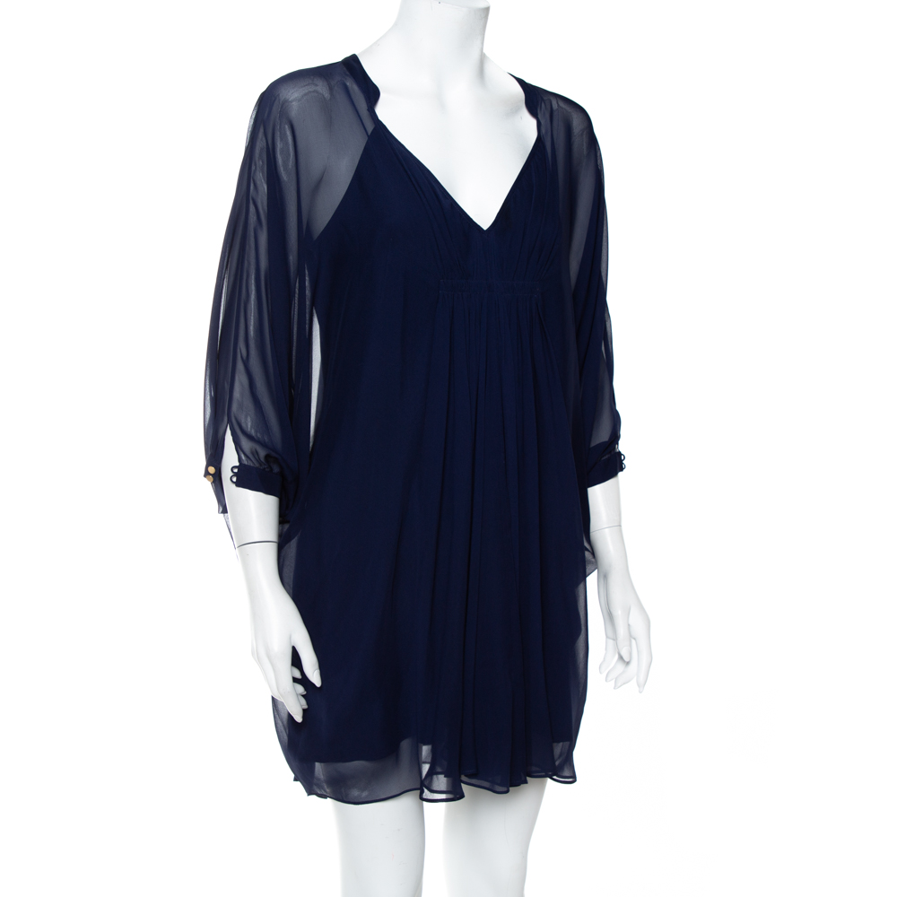 

Diane Von Furstenberg Navy Blue Silk Fluerette Mini Dress