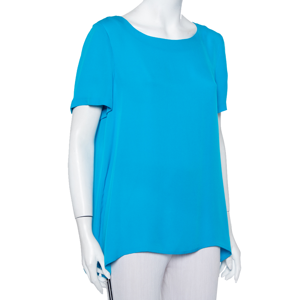 

Diane Von Furstenberg Blue Silk Short Sleeve Maggy Top