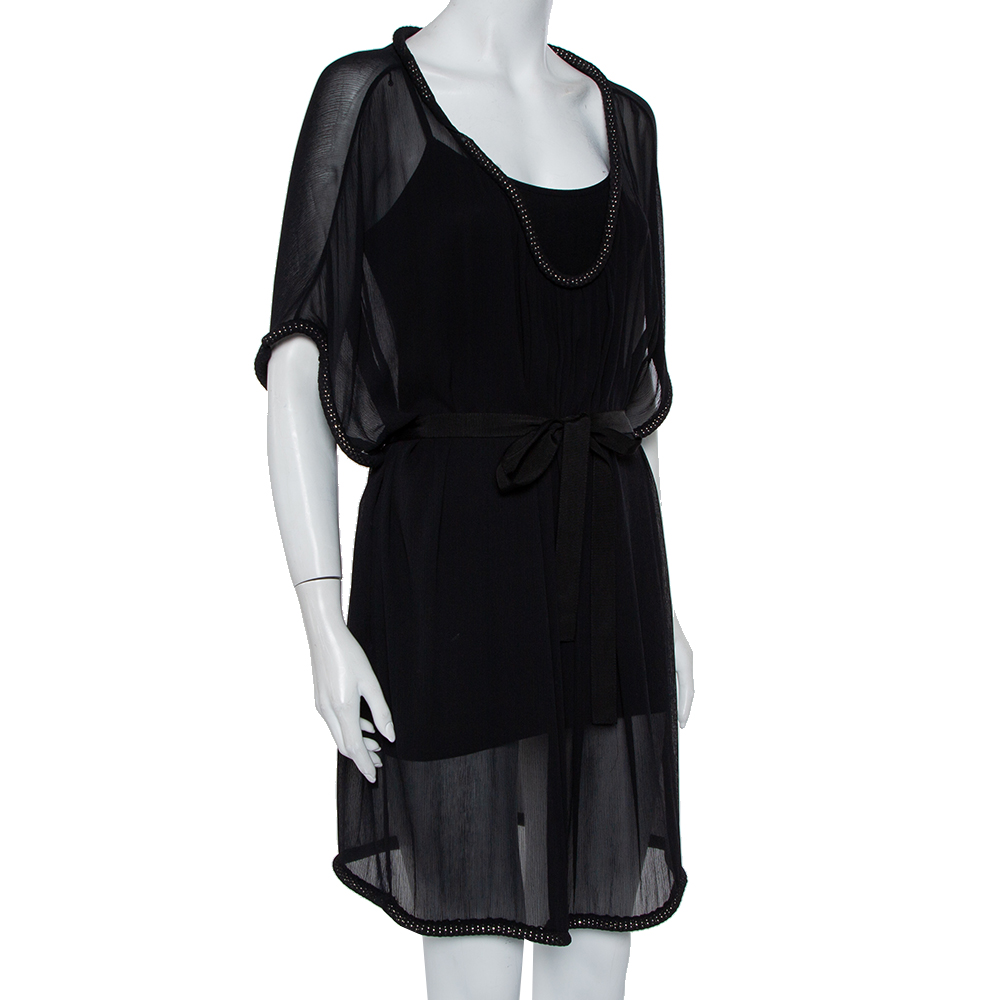 

Diane Von Furstenberg Black Silk Chiffon Sol Dress