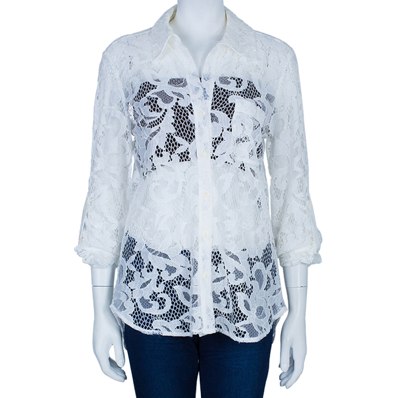 

Diane von Furstenberg Lorelei Two White Lace Top