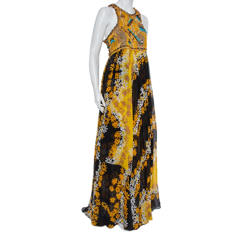 

Diane Von Furstenberg Multicolor Cotton Embellished Yoke Detail Maxi Dress