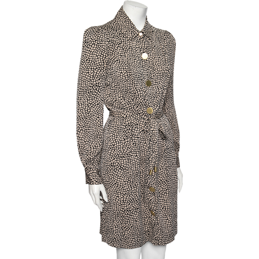 

Diane von Furstenberg Monochrome Silk Button Front New Tunis Dress, Beige