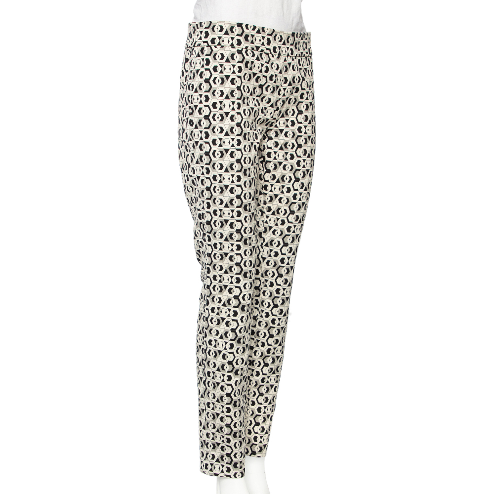 

Diane Von Furstenberg Monochrome Rhianna Hex Maze Jacquard Pants, Black