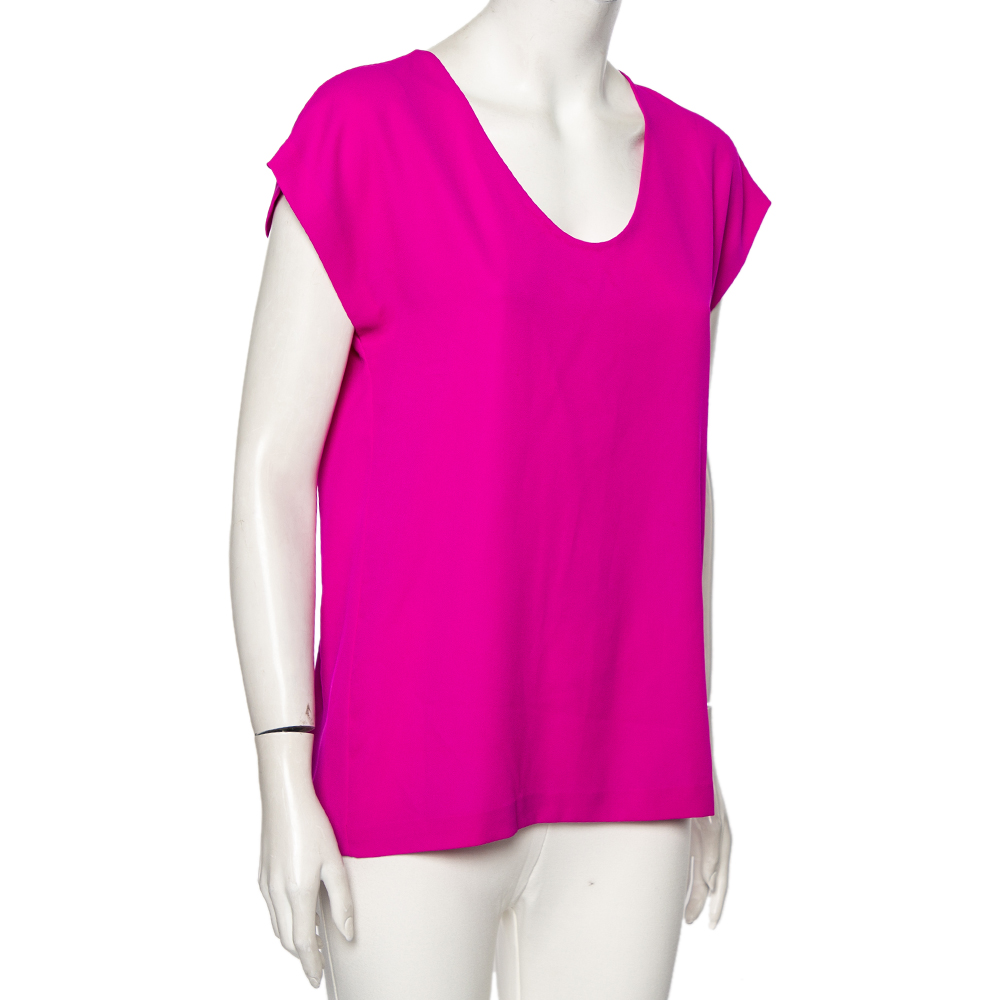 

Diane von Furstenberg Fuchsia Acedia Crepe V-Neck Top, Pink