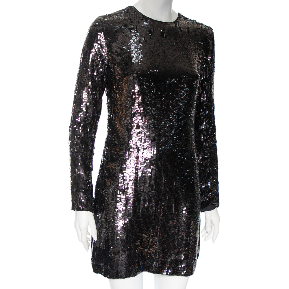 

Diane Von Furstenberg Black Sequin Embellished Silk Pauletta Dress