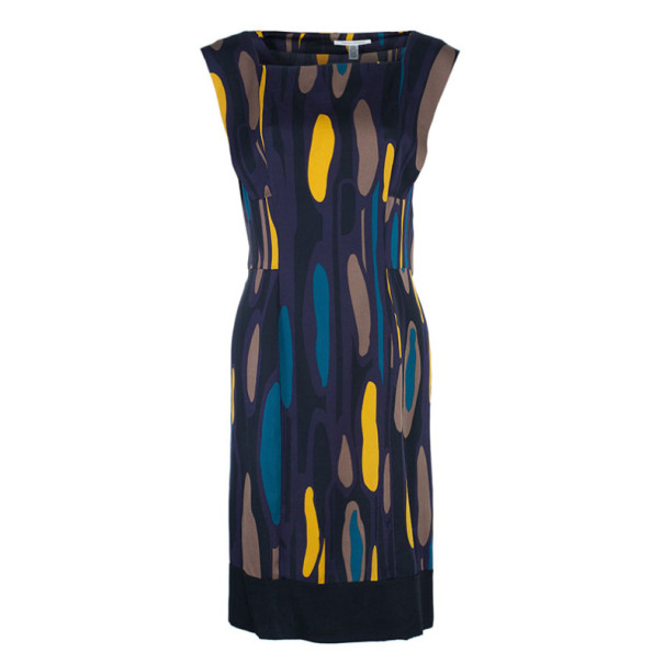 Pre Owned Diane Von Furstenberg Samuella Printed Shift Dress L